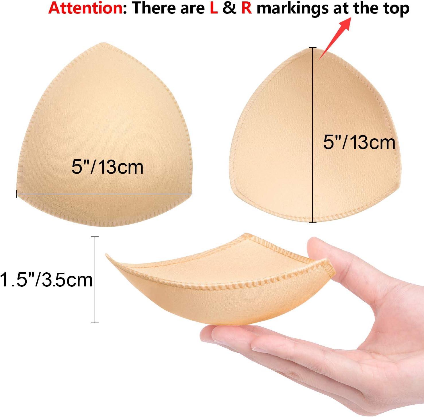 Bra Pads Inserts 6 Pairs, Bra Cups Inserts, Removable Breast Enhancers Inserts for Women (Beige, Black, White) - Image 2