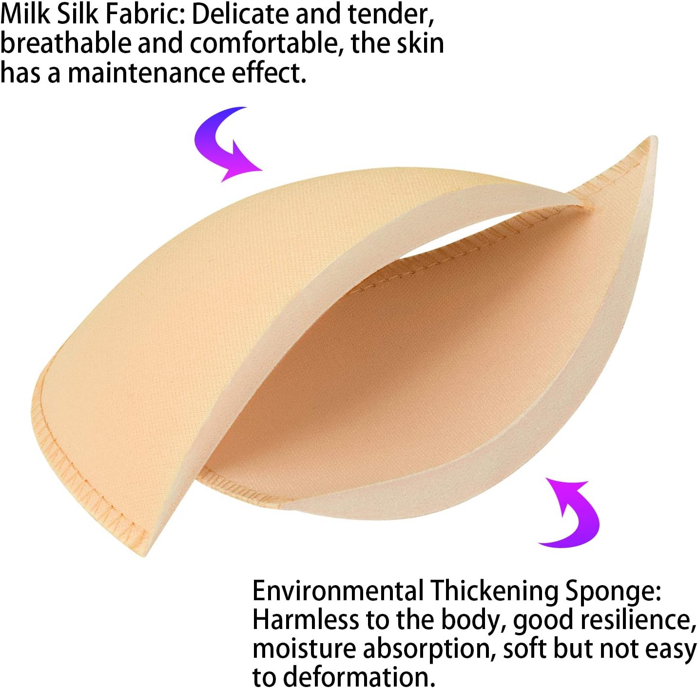 Bra Pads Inserts 6 Pairs, Bra Cups Inserts, Removable Breast Enhancers Inserts for Women (Beige, Black, White) - Image 4