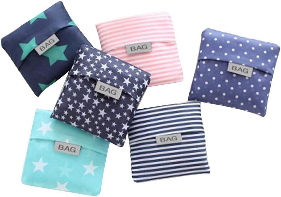 4 Pack Foldable Shopping Bags Reusable Eco-friendly Grocery Tote Bags Shopper Bag Folding into Attached Pouch (Random color) - Image 1