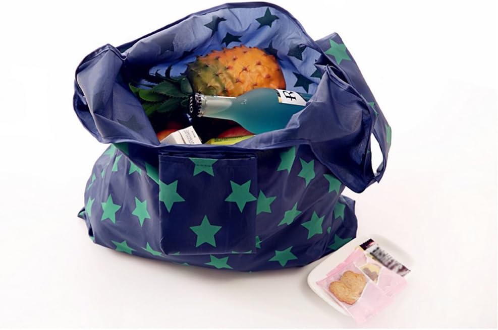 4 Pack Foldable Shopping Bags Reusable Eco-friendly Grocery Tote Bags Shopper Bag Folding into Attached Pouch (Random color) - Image 2