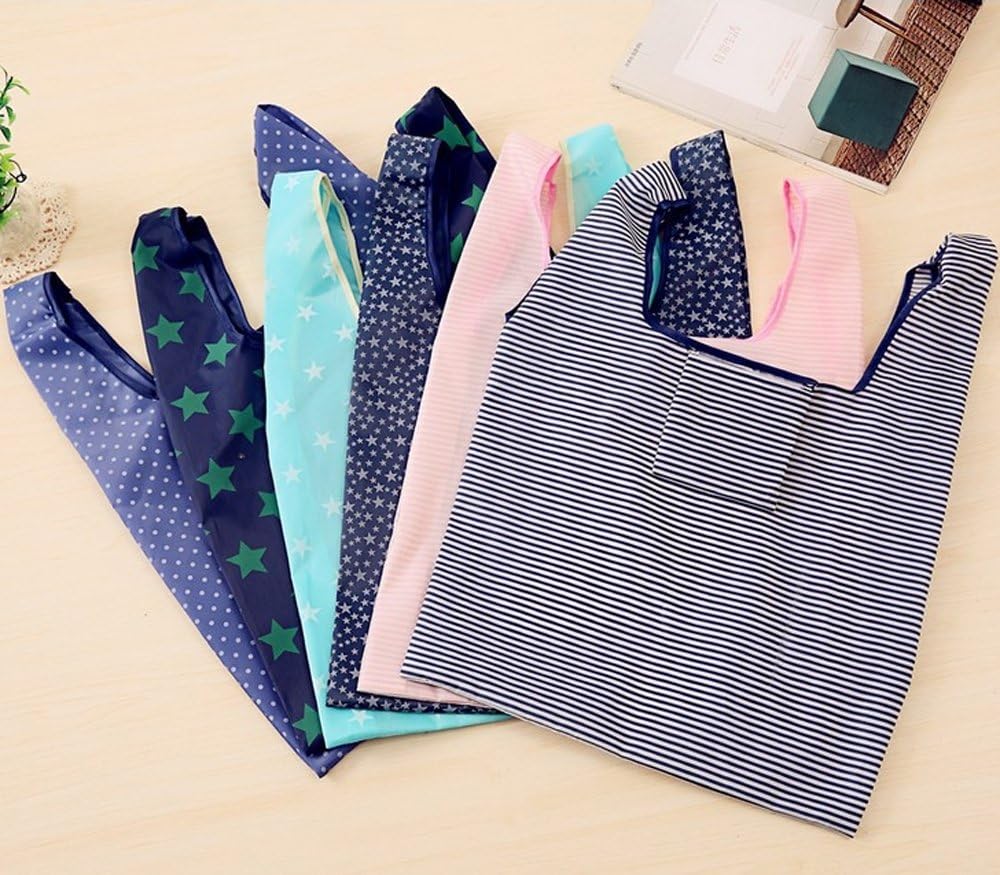 4 Pack Foldable Shopping Bags Reusable Eco-friendly Grocery Tote Bags Shopper Bag Folding into Attached Pouch (Random color) - Image 5