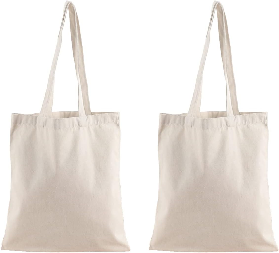 Reusable Grocery Shopping Bags Cotton Tote Bag, Blank Tote Canvas Bags for DIY Craft, Grocery,Shopping,Drawing - Image 1