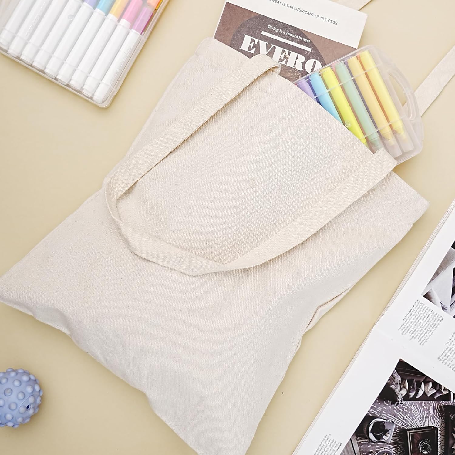 Reusable Grocery Shopping Bags Cotton Tote Bag, Blank Tote Canvas Bags for DIY Craft, Grocery,Shopping,Drawing - Image 6