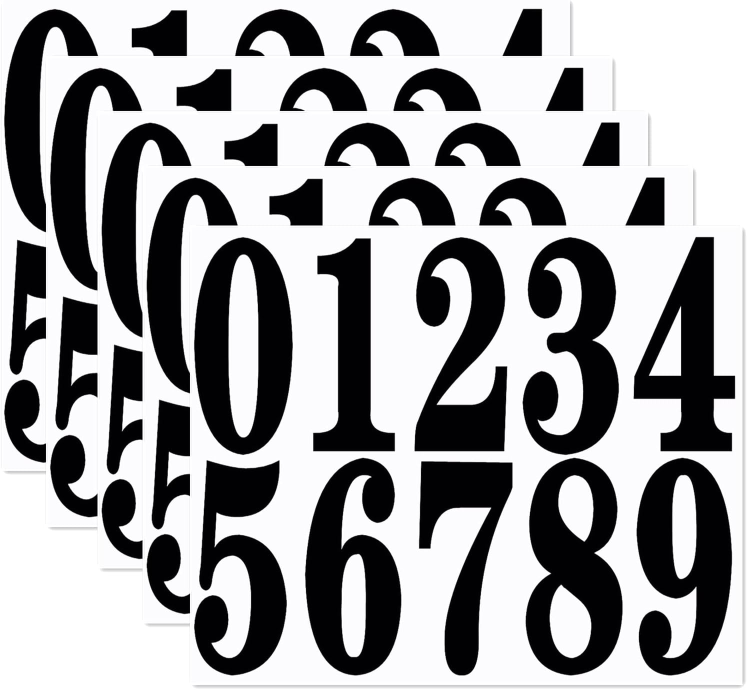 4 Inch Numbers Sticker, (0-9, 5 Sets) Modern Number Vinyl Waterproof Number Self Adhesive Sticker for Signs, Door, Cars, Trucks, Home, Business, Address Number (4 inch) - Image 1