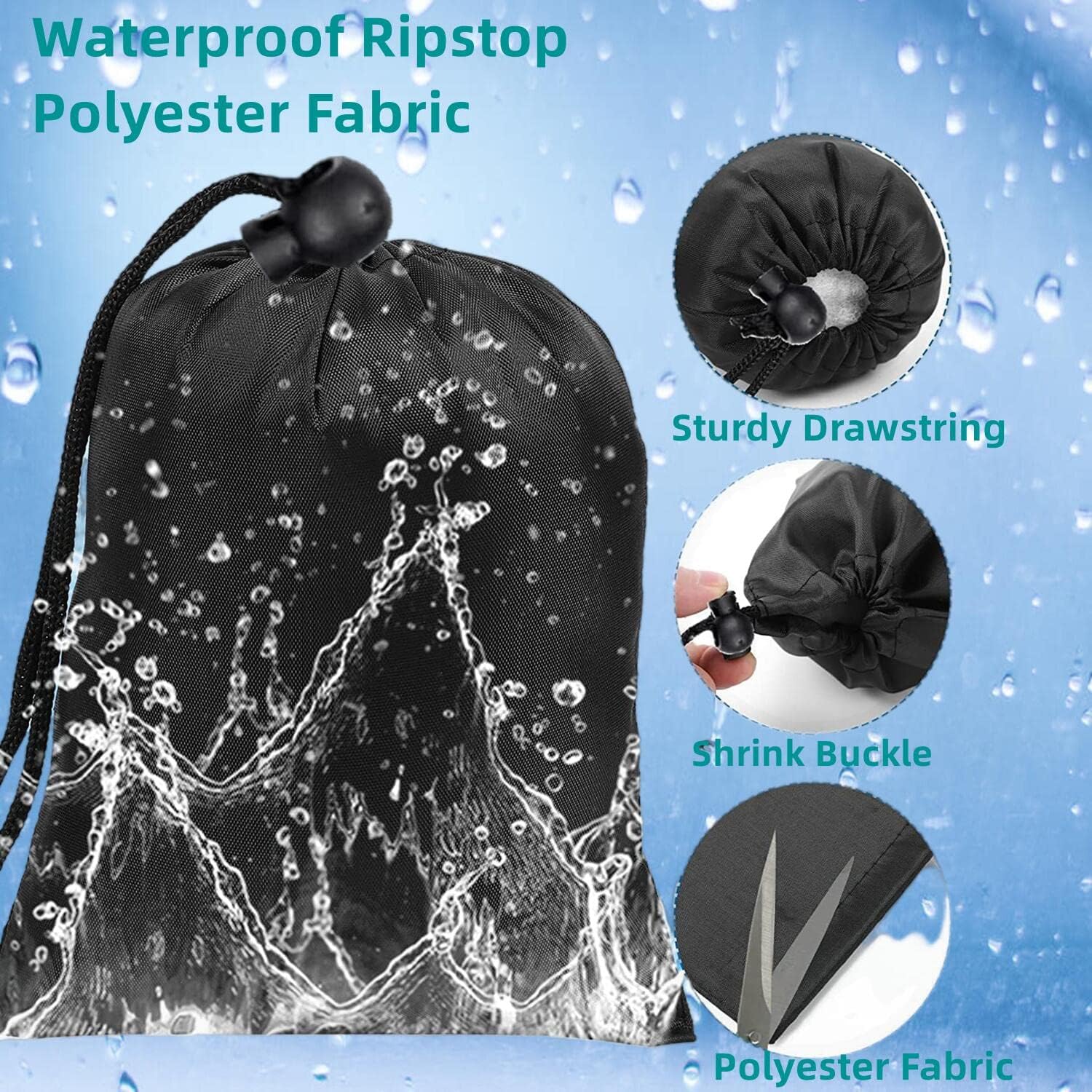 Drawstring Bag String Bag - 15Packs 3Sizes Nylon Cinch Ditty Stuff Pouch with Toggle for Gym, Luggage, Storage, Shoes, Travel - Image 6
