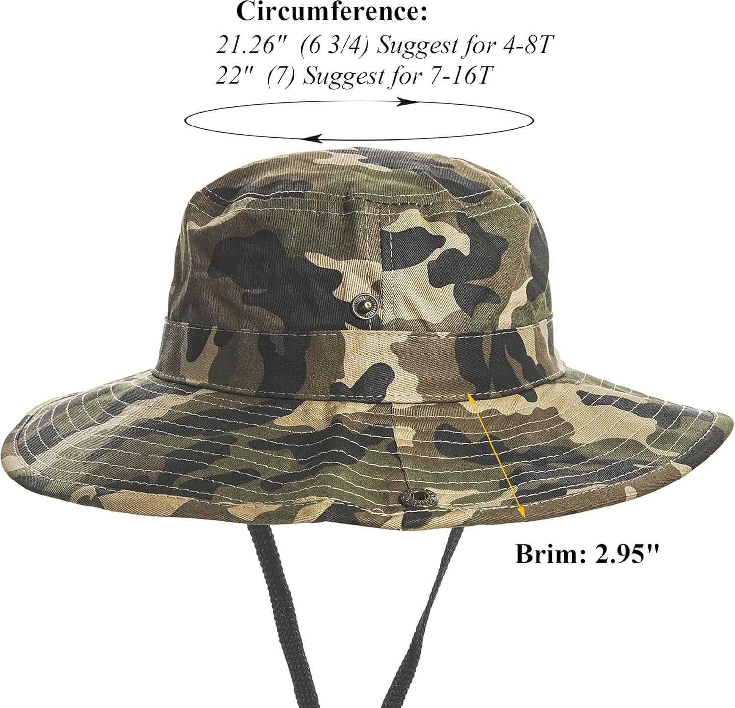 Boys Camo Sun-Bucket-Hat Summer Outdoor Safari Fishing-Hat Boonie-Cap for Big Kids 2-14Yrs - Image 4