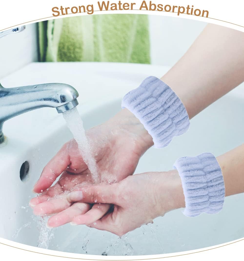 8PCS Wristbands for Washing Face, Microfiber Wrist Wash Bands, Towel Scrunchies Spa Face Wash Wristbands Prevent Water from Spilling Down Your Arms (4) - Image 5