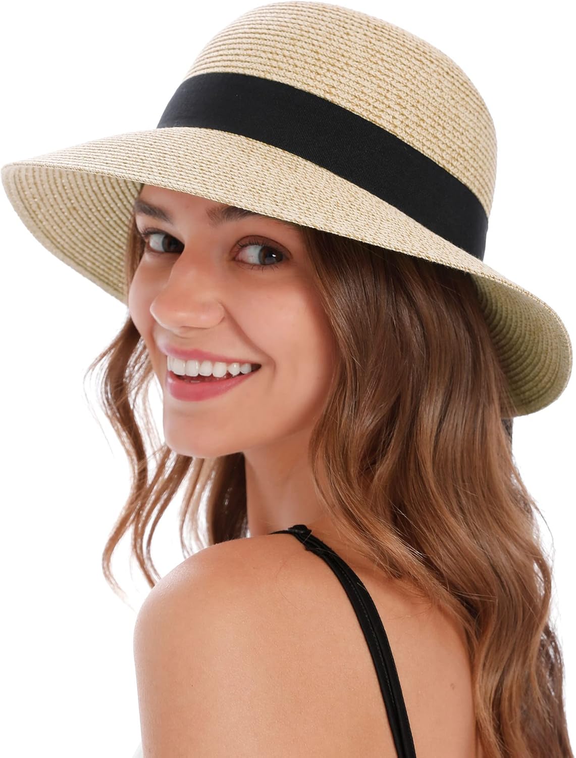 Women's Sun Hats UV Protection Large Wide Brim Hat Women Packable Sun Hat for Women Straw Hats - Image 1