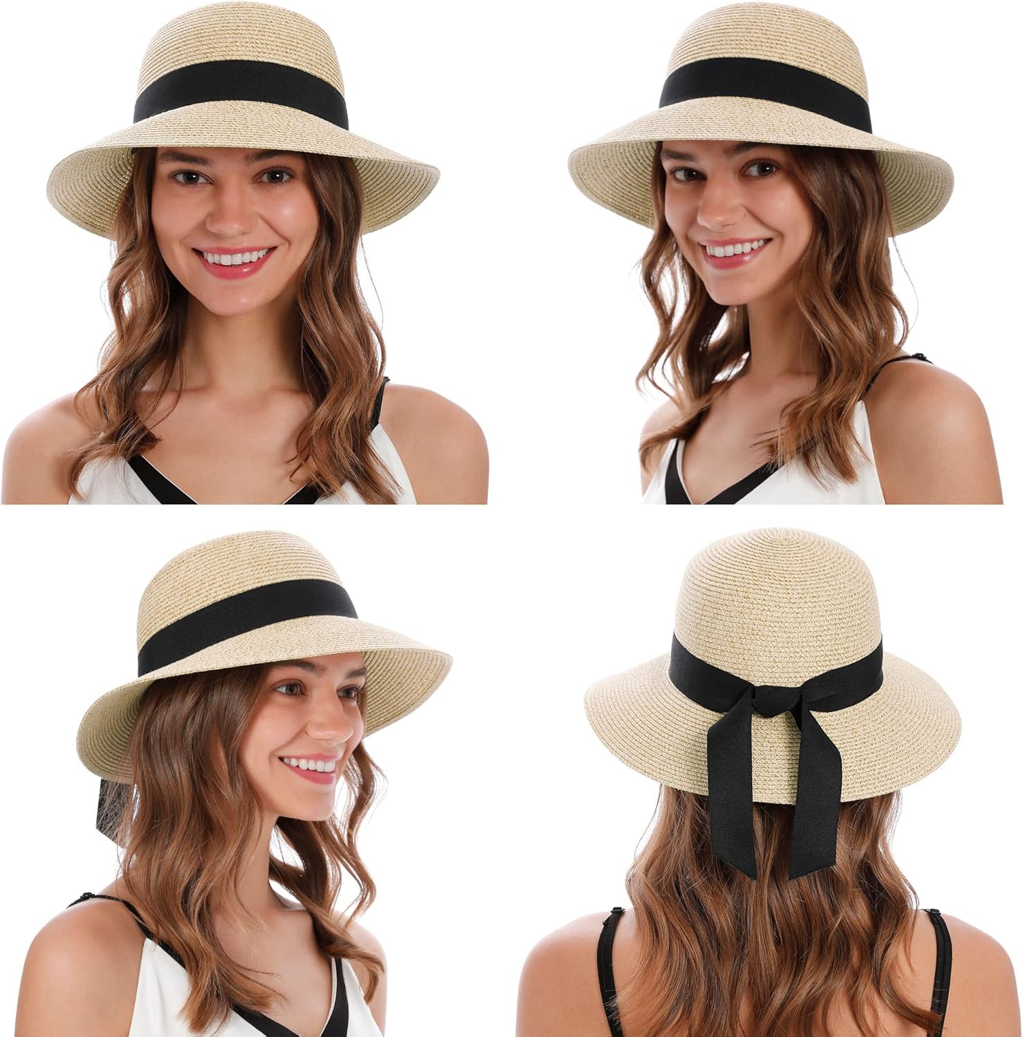 Women's Sun Hats UV Protection Large Wide Brim Hat Women Packable Sun Hat for Women Straw Hats - Image 2