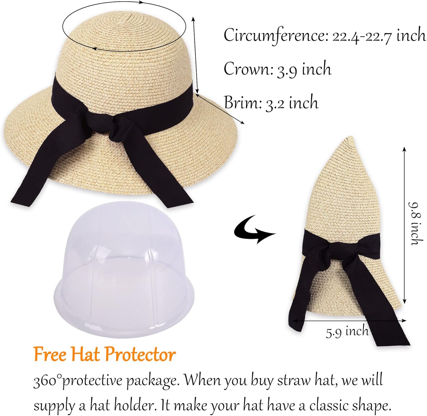 Women's Sun Hats UV Protection Large Wide Brim Hat Women Packable Sun Hat for Women Straw Hats - Image 3