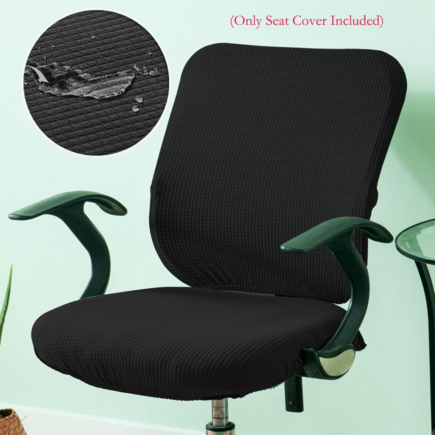 Office Chair Covers, Elastic Stretch Computer Chair Seat Slipcovers Super Fit Anti-dust Desk Seat Cover Spandex Removable Washable Kitchen Chair Protective Cover (Black) - Image 7