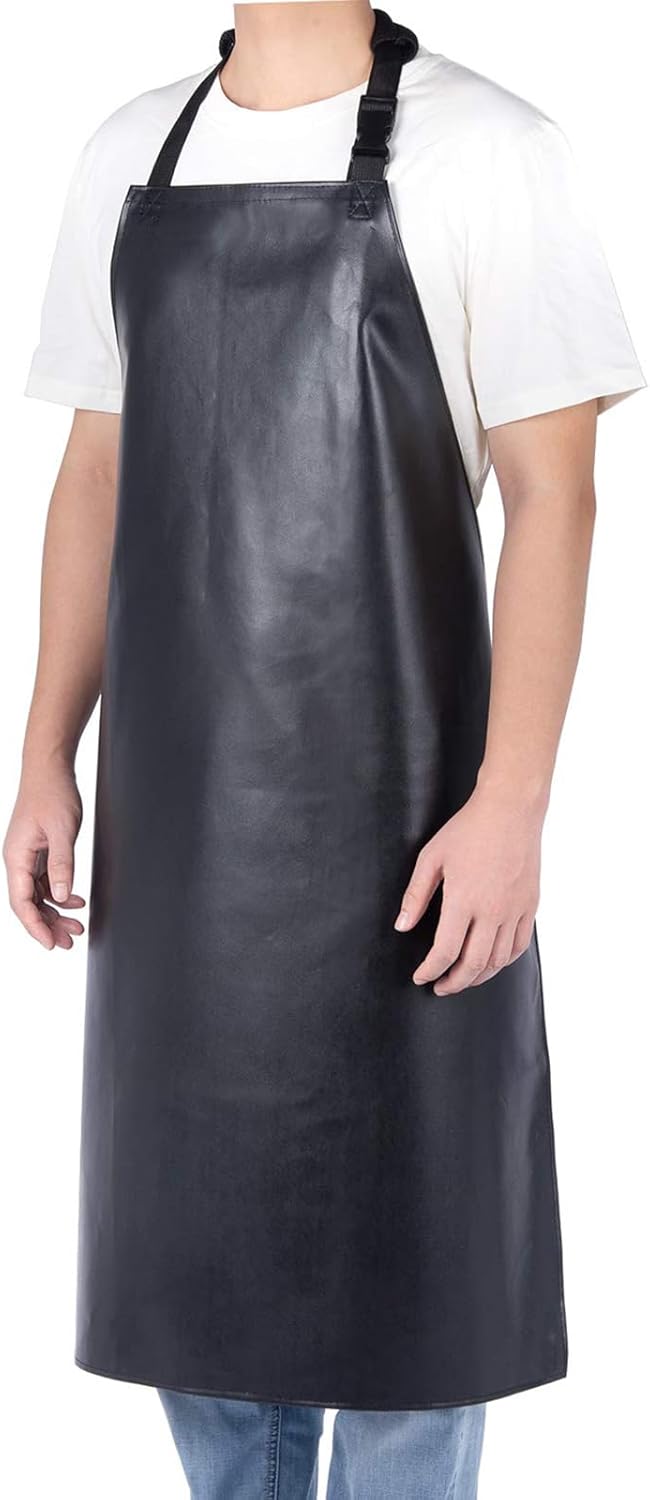 Heavy Duty Vinyl Waterproof Apron for Unisex Adult, Ultra Lightweight, Industrial Apron, Black - Image 2