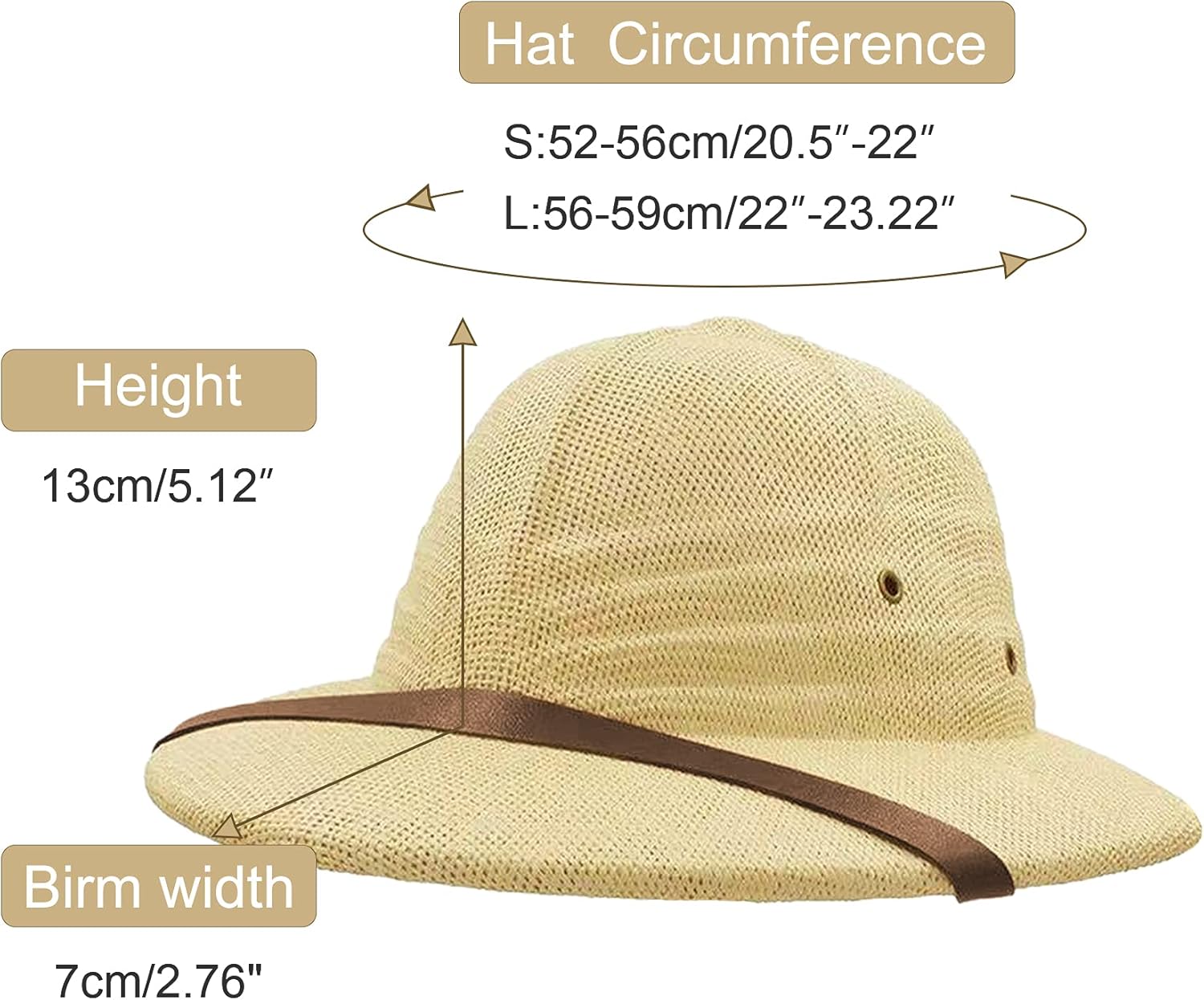 Straw Helmet Pith Bucket Sun Hat Men Vietnam War Army Hat Dad Boater Jungle Safari Explorer Miners Cap (Adjust Chin Cord) - Image 2
