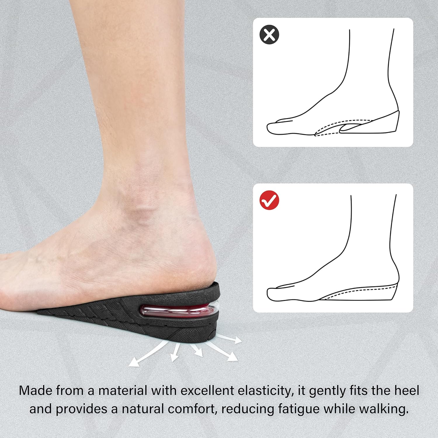 Height Increase Insole 3-Layer Air up Shoe Lifts Elevator Shoes Insole -6 cm(2.4inches) Heels lift Inserts for Men and Women - Image 6