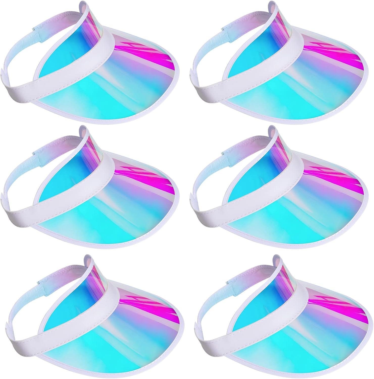 6 Pack Sun Visor Hats Cap Sports Visors Beach Tennis Golf Headwear for Women Men - Image 1