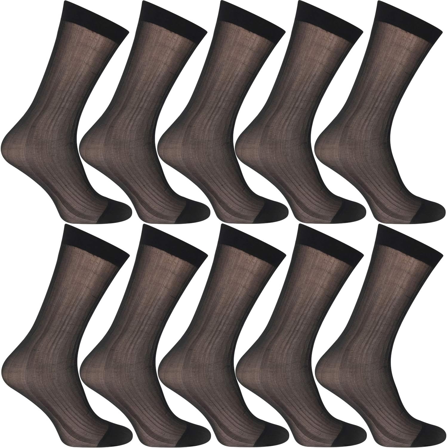 10 Pairs Mens Summer Ultra Thin Socks Silk Sheer Sox Breathable Business Dress Sock Large Size - Image 1