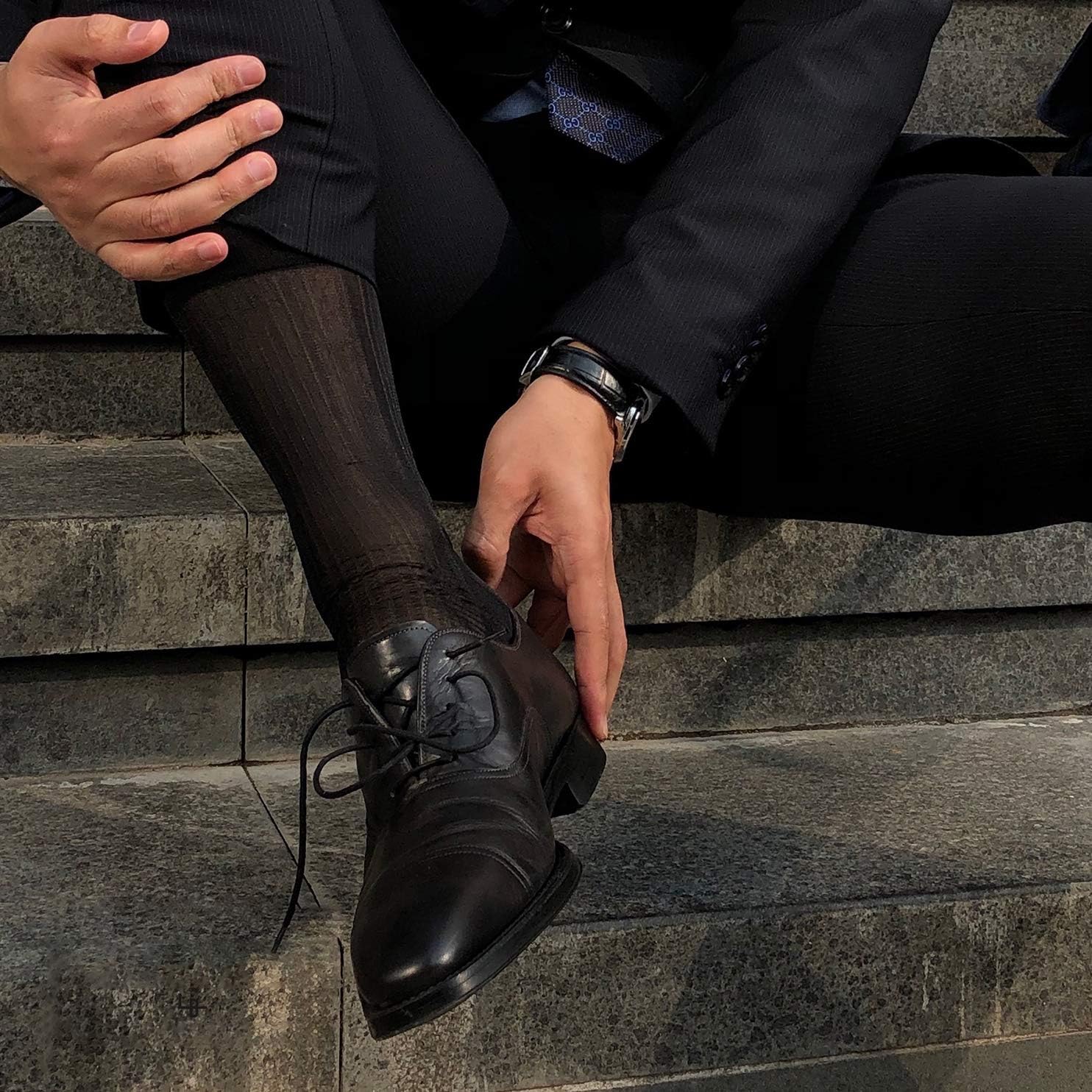 10 Pairs Mens Summer Ultra Thin Socks Silk Sheer Sox Breathable Business Dress Sock Large Size - Image 6