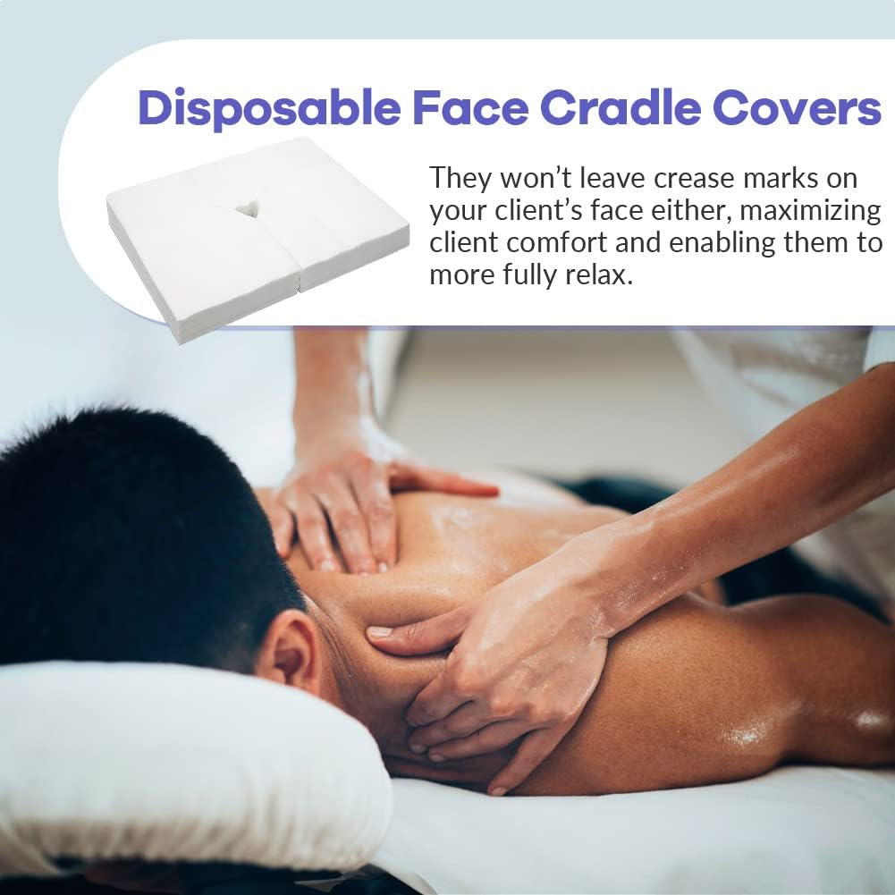 100PCS Upgrade Disposable Face Cradle Covers, Medical-Grade, Ultra Soft, Luxurious, Non-Sticking Massage Face Covers, Large Disposable Headrest Covers for Massage Tables and Massage Chairs - Image 6