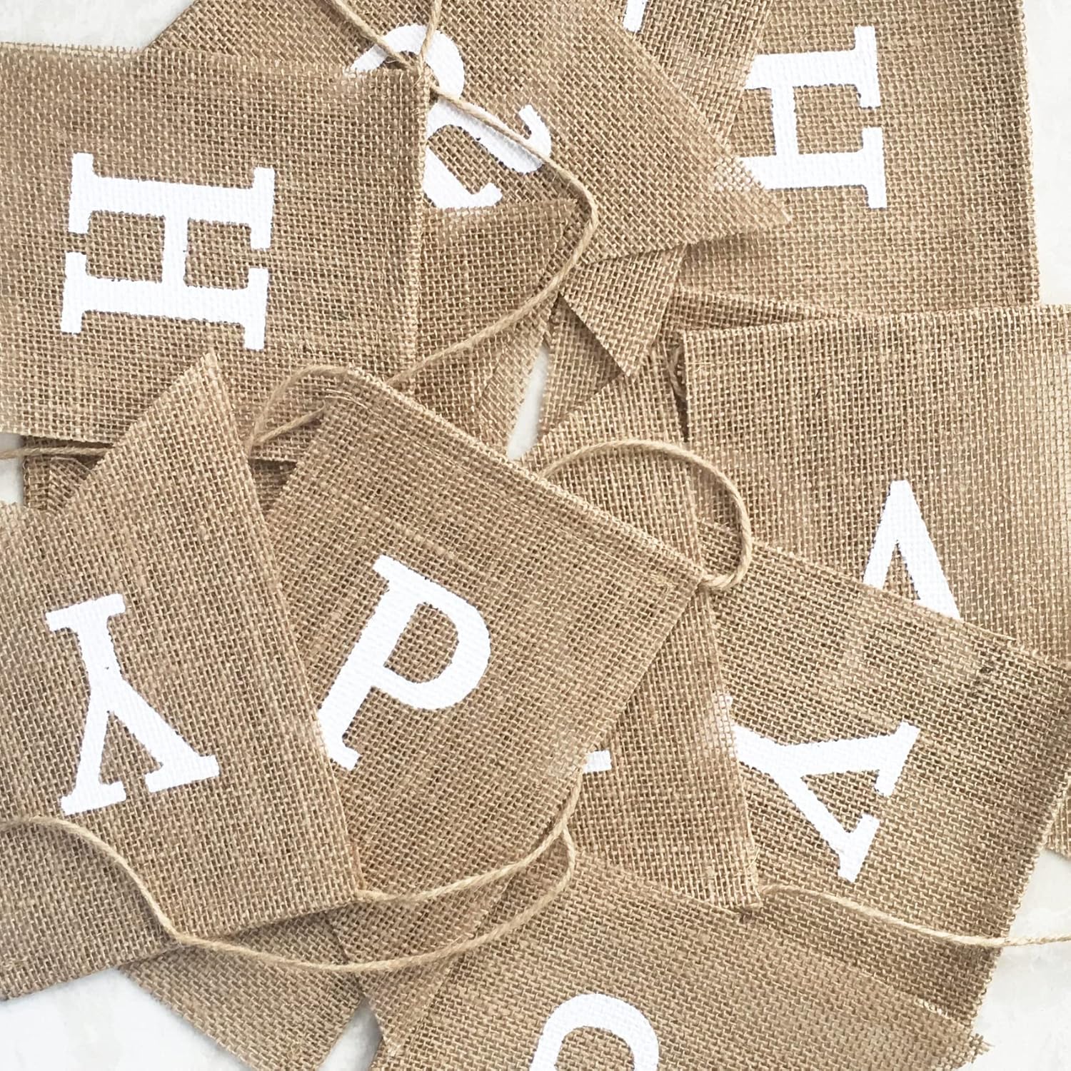 Happy Birthday Banner for Birthday Party Decorations, Rustic Burlap Bunting Swallowtail Flags, 2 in 1 - Image 4