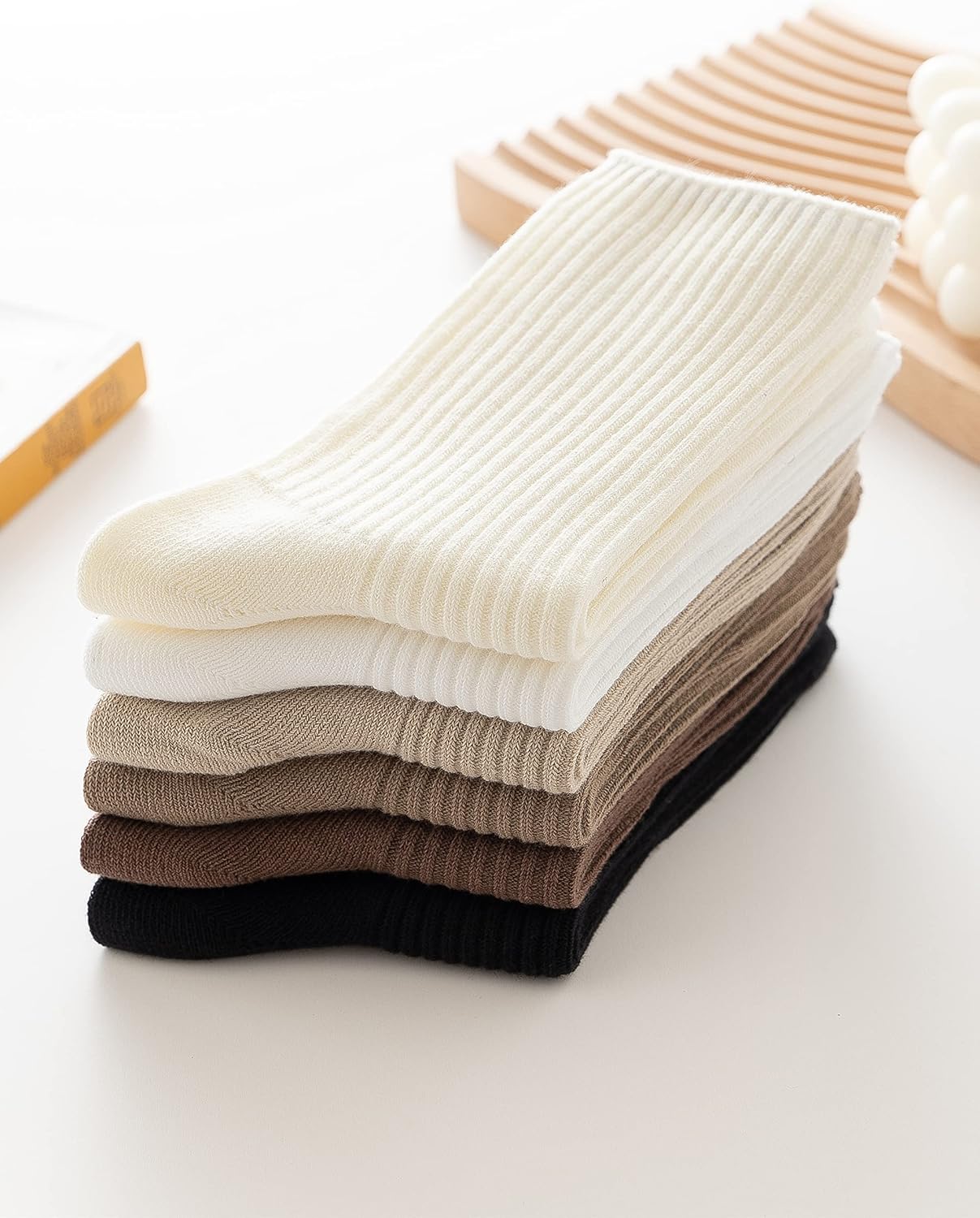 Womens Cute Crew Socks Casual Athletic Aesthetic Socks Neutral Cotton Socks for Women Granola Girls Clothes - Image 3
