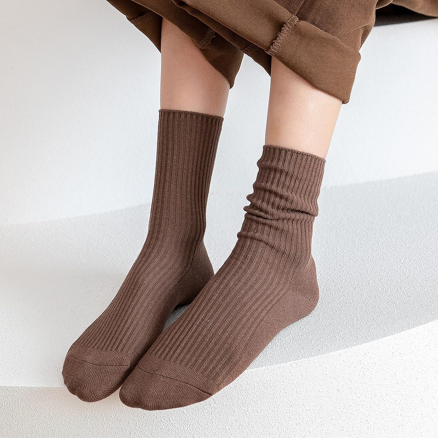 Womens Cute Crew Socks Casual Athletic Aesthetic Socks Neutral Cotton Socks for Women Granola Girls Clothes - Image 5