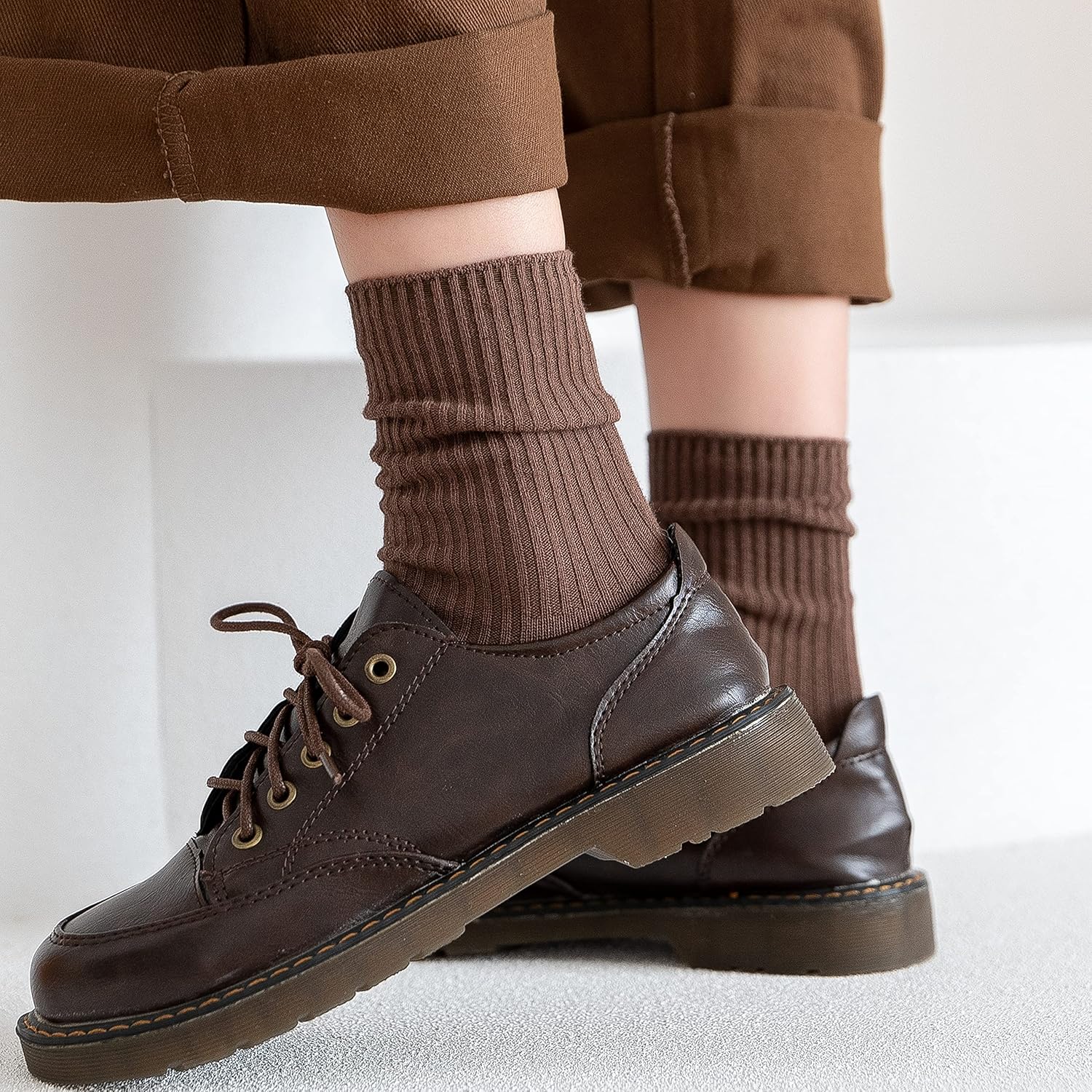 Womens Cute Crew Socks Casual Athletic Aesthetic Socks Neutral Cotton Socks for Women Granola Girls Clothes - Image 7