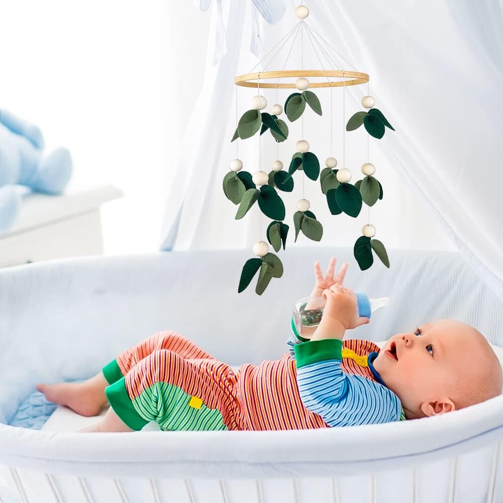 Cute Baby Mobile for Crib - Gender Neutral Mobile for Nursery Decor - Felt Cloth Leaves Mobile Boho Nursery Decor - Crib Mobile for Girls, Boys - Mobile for Bassinet - Image 3