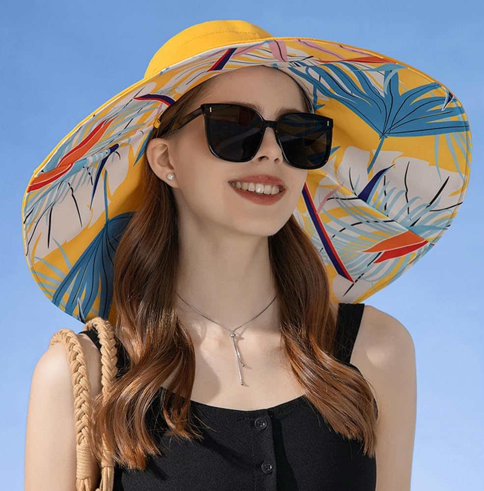 Super Wide Brim Sun Hat for Women Packable Reversible Double-Side-Wear Hats UV Protection Summer Beach Bucket Cap - Image 2