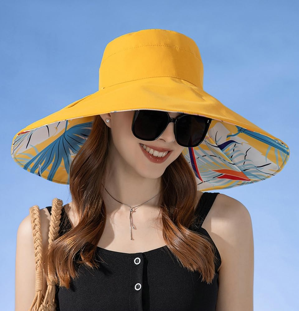 Super Wide Brim Sun Hat for Women Packable Reversible Double-Side-Wear Hats UV Protection Summer Beach Bucket Cap - Image 3
