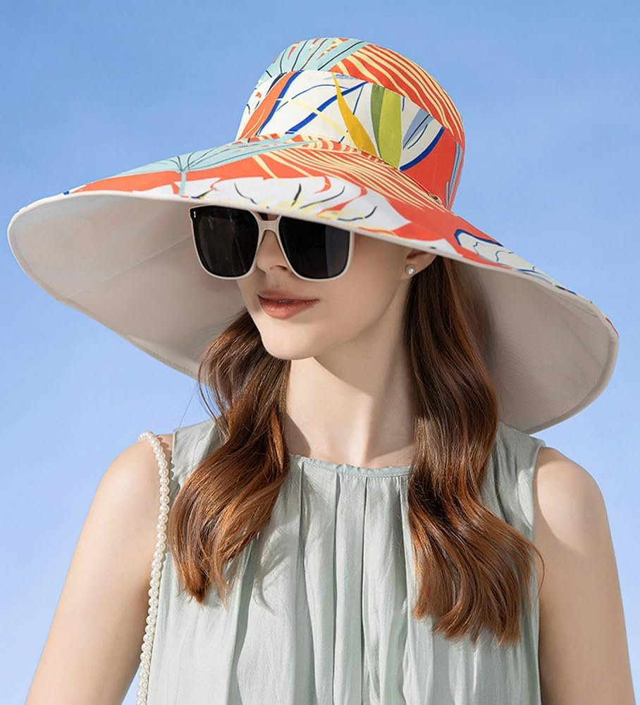 Super Wide Brim Sun Hat for Women Packable Reversible Double-Side-Wear Hats UV Protection Summer Beach Bucket Cap - Image 5