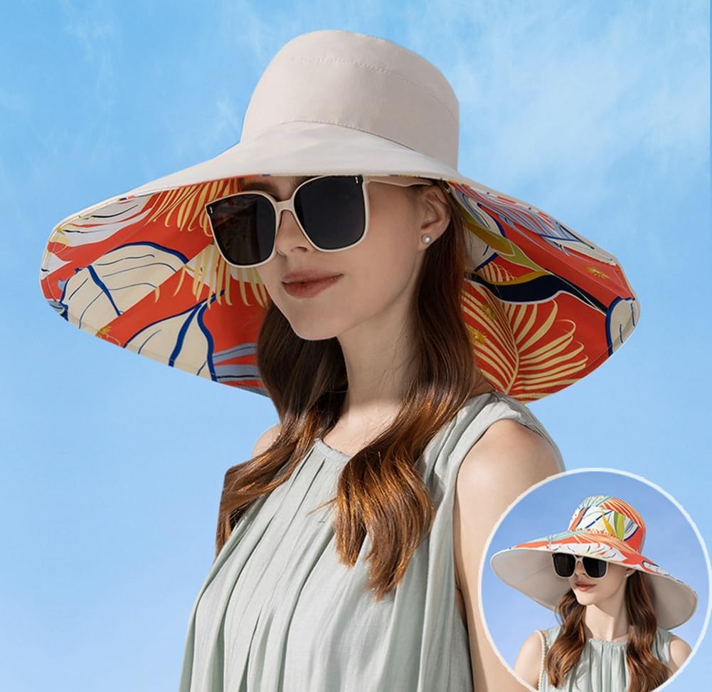 Super Wide Brim Sun Hat for Women Packable Reversible Double-Side-Wear Hats UV Protection Summer Beach Bucket Cap - Image 8