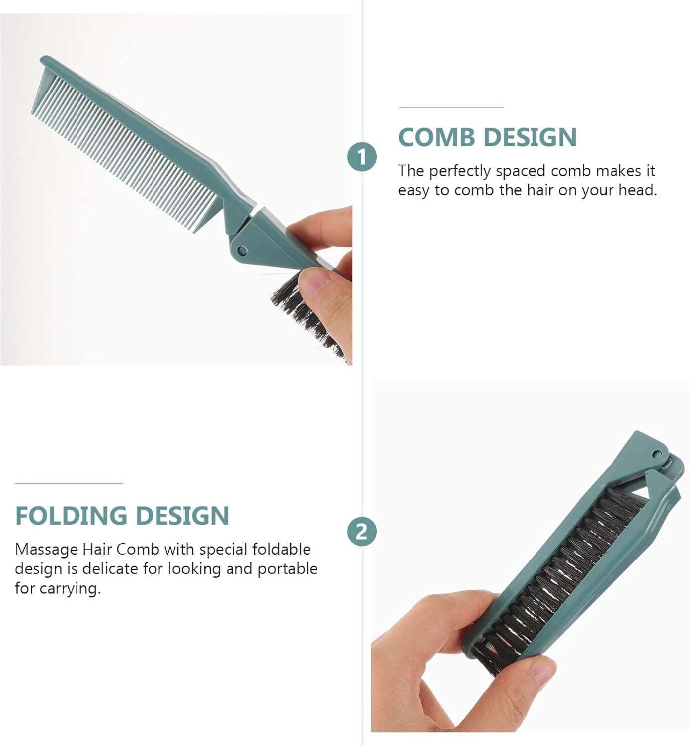 2Pcs Small Double Folding Hair Brush： Hair Styling Salon Brush Comb Folding Comb Double Use Comb for Curly And Straight Hair - Image 7
