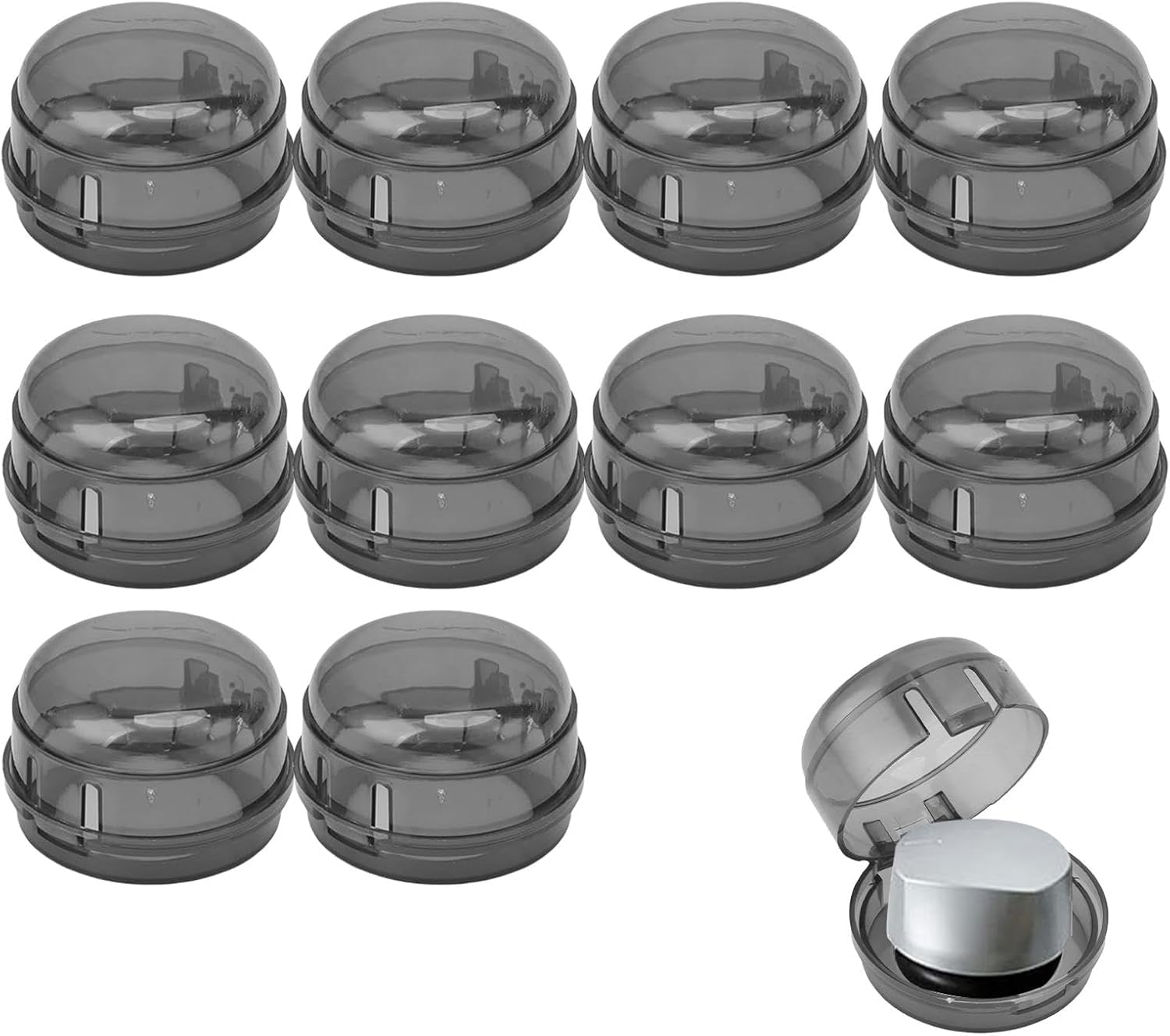10Pcs Stove Locks,Child Safety Oven Knob Covers Stove Lock,Stove Stopper Knob Safety Covers,Stove Protector for Kids(Transparent Black) - Image 1