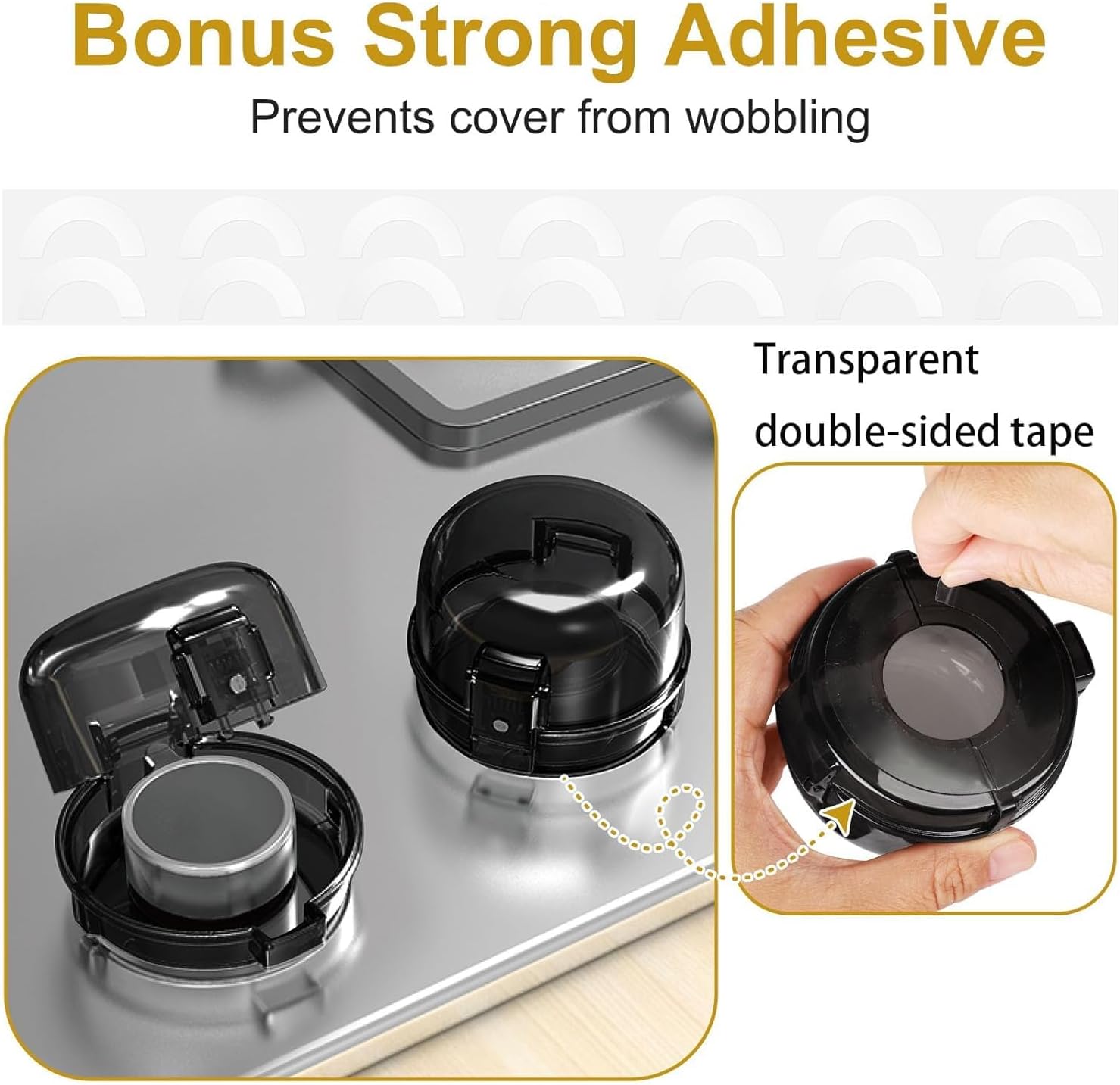 10Pcs Stove Locks,Child Safety Oven Knob Covers Stove Lock,Stove Stopper Knob Safety Covers,Stove Protector for Kids(Transparent Black) - Image 3