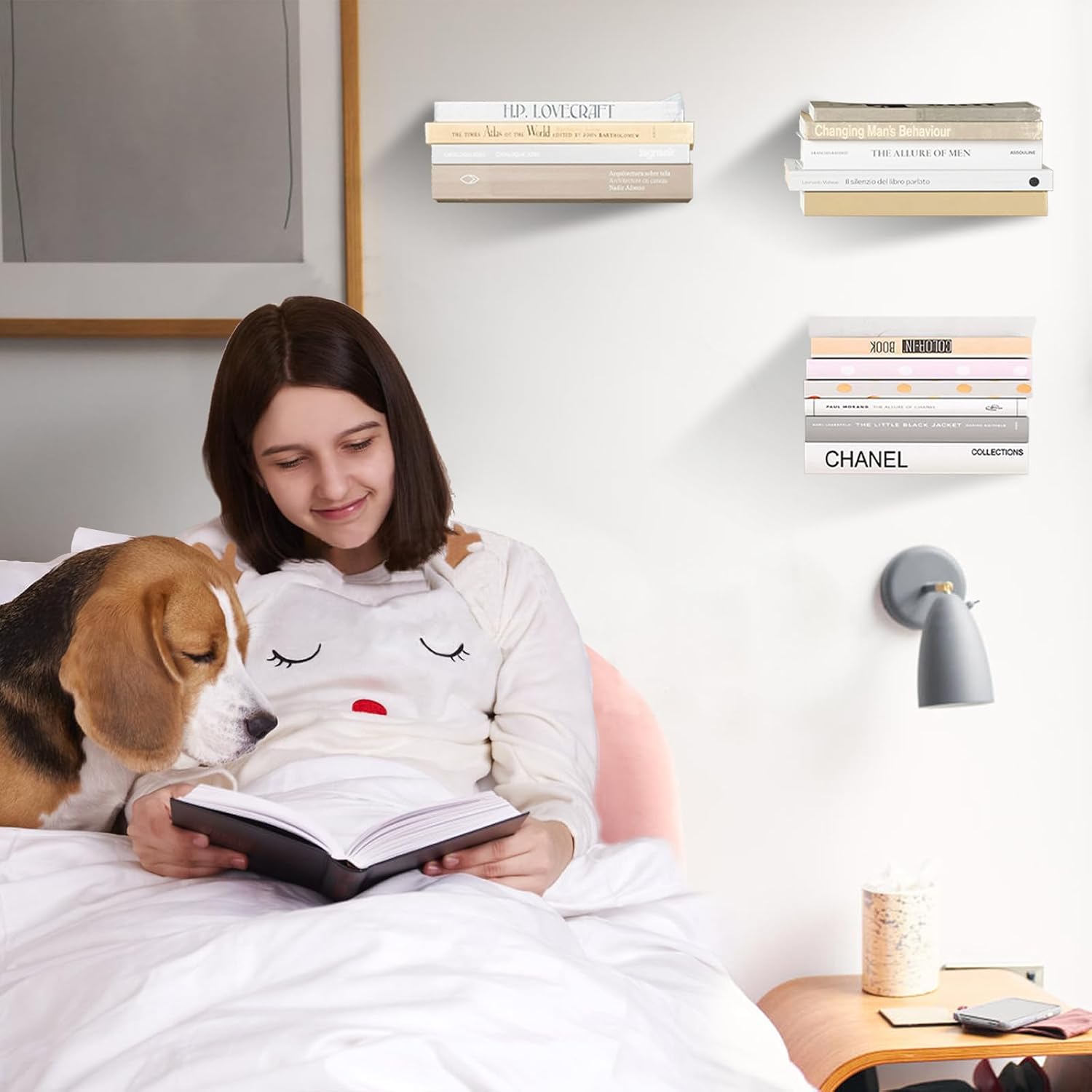 Invisible Floating Bookshelf - Modern White Wall Mount Metal Shelves for Room, Bedroom Bookcase, Small Bookshelf with Minimalist Design, Sleek Storage for Books & Decoratives（6PCS） - Image 2