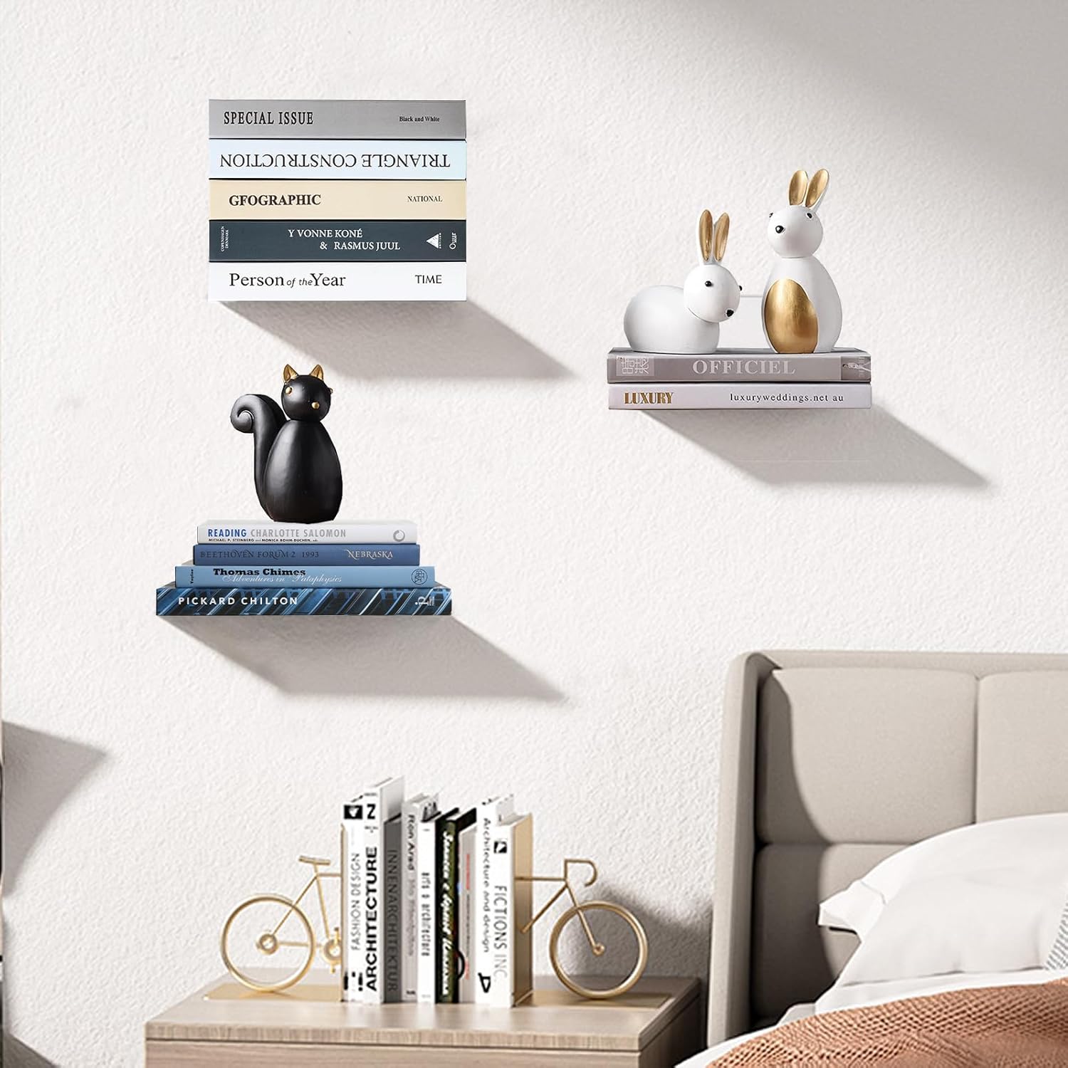 Invisible Floating Bookshelf - Modern White Wall Mount Metal Shelves for Room, Bedroom Bookcase, Small Bookshelf with Minimalist Design, Sleek Storage for Books & Decoratives（6PCS） - Image 7