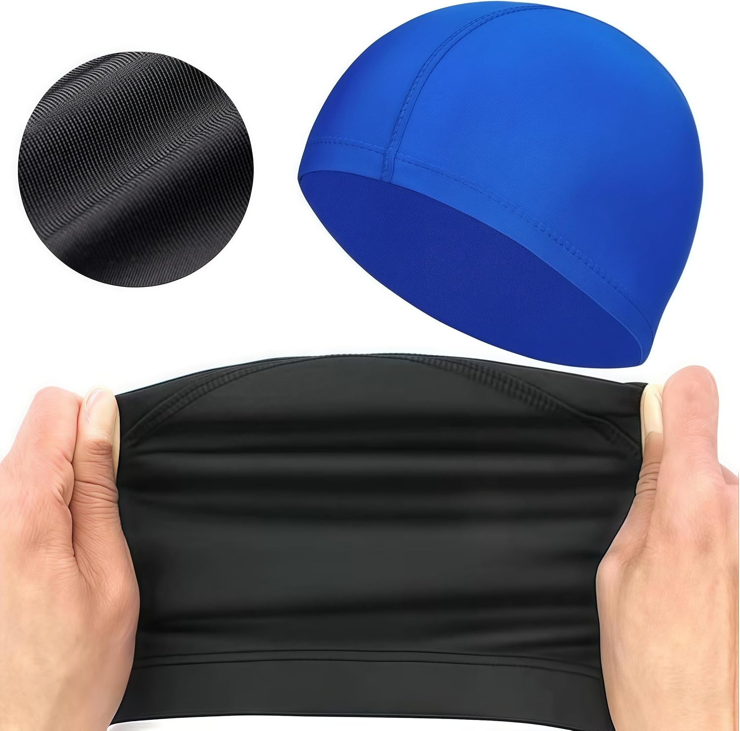 Swimming Cap,5 Pack Nylon Spandex Fabric Comfortable and Not Tight Bathing Swim Cap,for Adult Men Women and Kids,Pure Color - Image 3