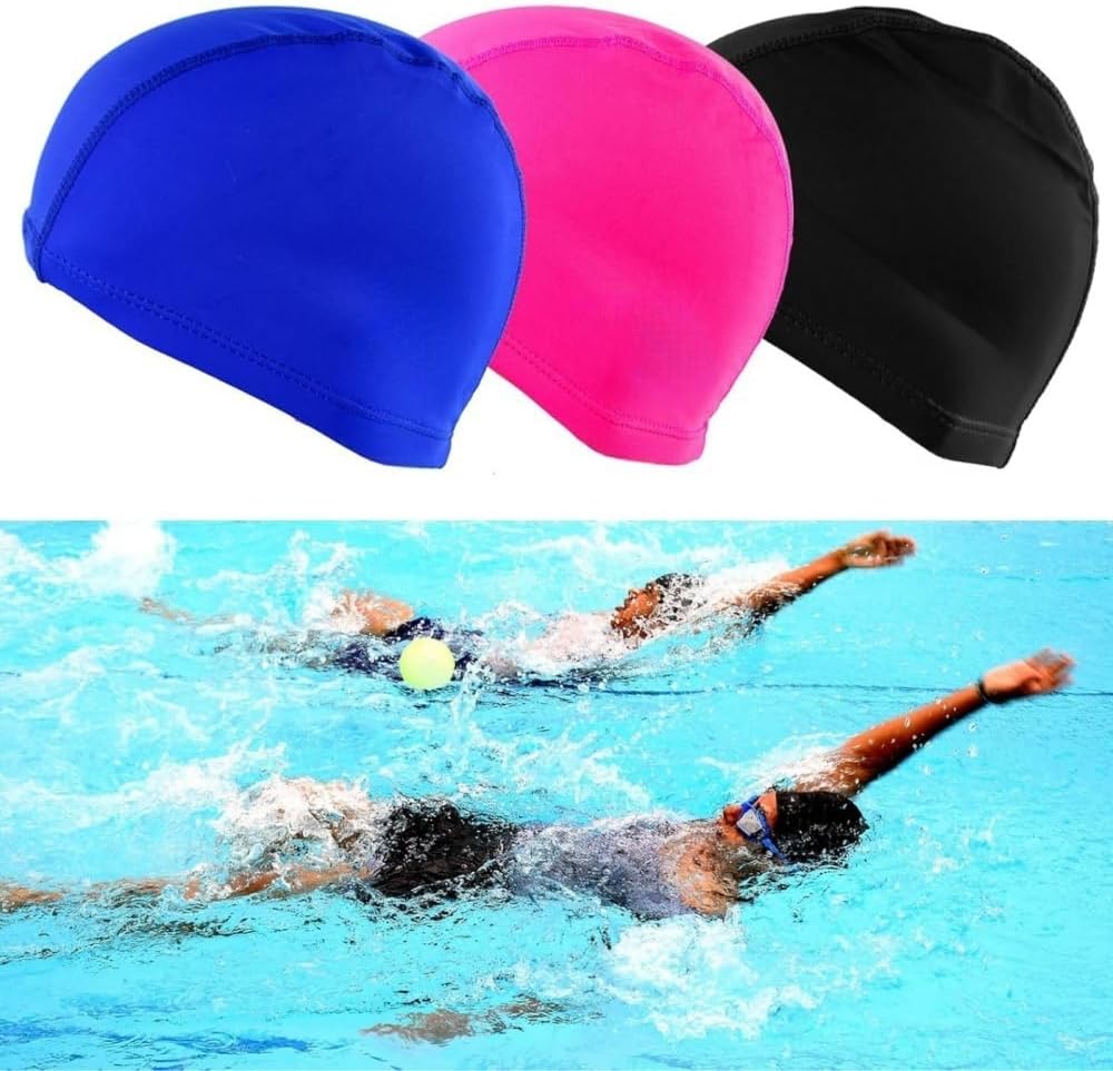 Swimming Cap,5 Pack Nylon Spandex Fabric Comfortable and Not Tight Bathing Swim Cap,for Adult Men Women and Kids,Pure Color - Image 4