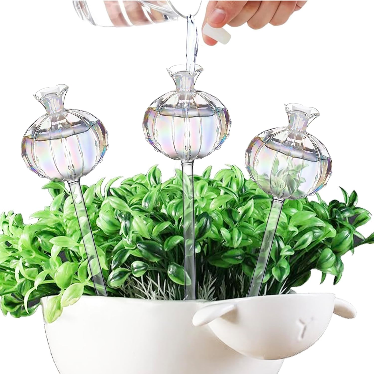 3 PCS Self Plant Watering Globes Insert, Clear Glass Watering Bulbs with Removable Sealing Plug, Plant Waterer for Indoor & Outdoor Plants Flowers (5 oz) - Image 1