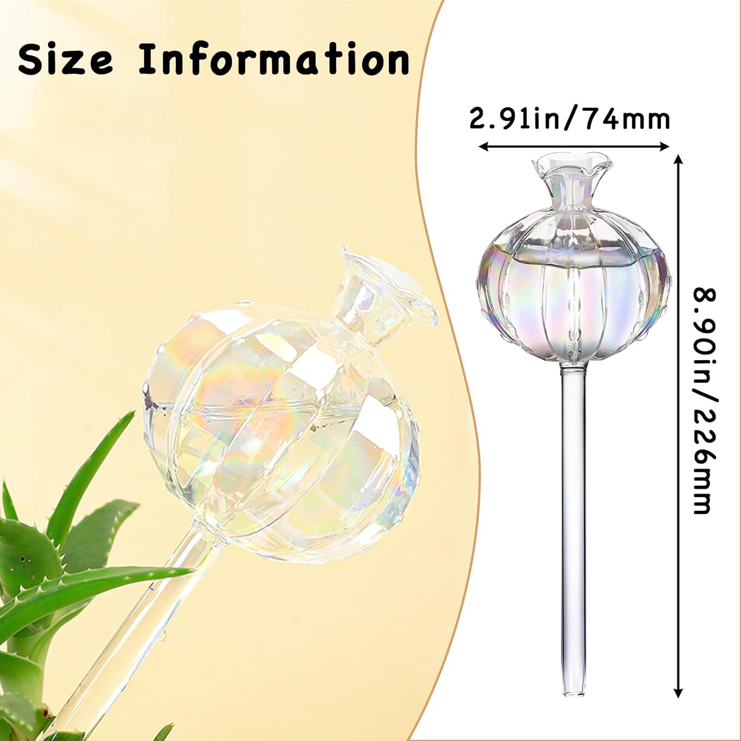 3 PCS Self Plant Watering Globes Insert, Clear Glass Watering Bulbs with Removable Sealing Plug, Plant Waterer for Indoor & Outdoor Plants Flowers (5 oz) - Image 6