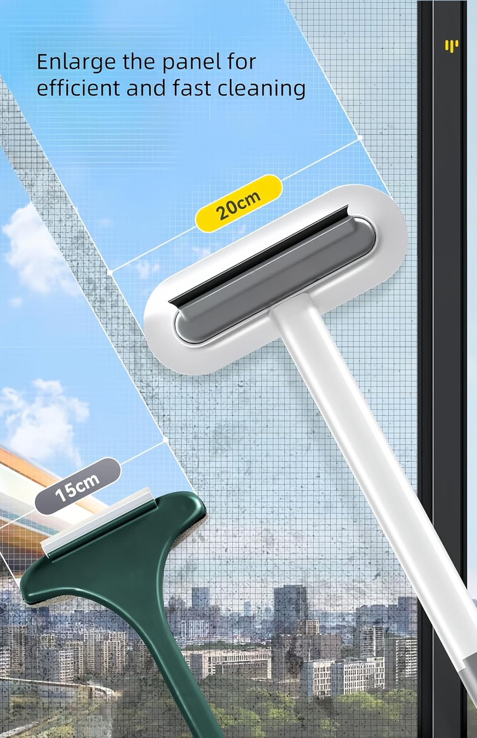 Mesh Screen Cleaner 4 in1, Wet and Dry Dual-Use Window Screen Cleaning Brush, Multi Window Cleaner Tools Window Glass Net Cleaner Squeegee, Groove Brush, Pet Hair Cleaner - Image 3