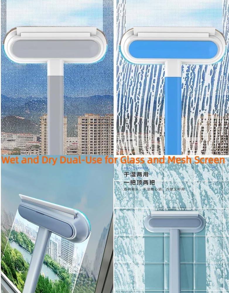 Mesh Screen Cleaner 4 in1, Wet and Dry Dual-Use Window Screen Cleaning Brush, Multi Window Cleaner Tools Window Glass Net Cleaner Squeegee, Groove Brush, Pet Hair Cleaner - Image 4