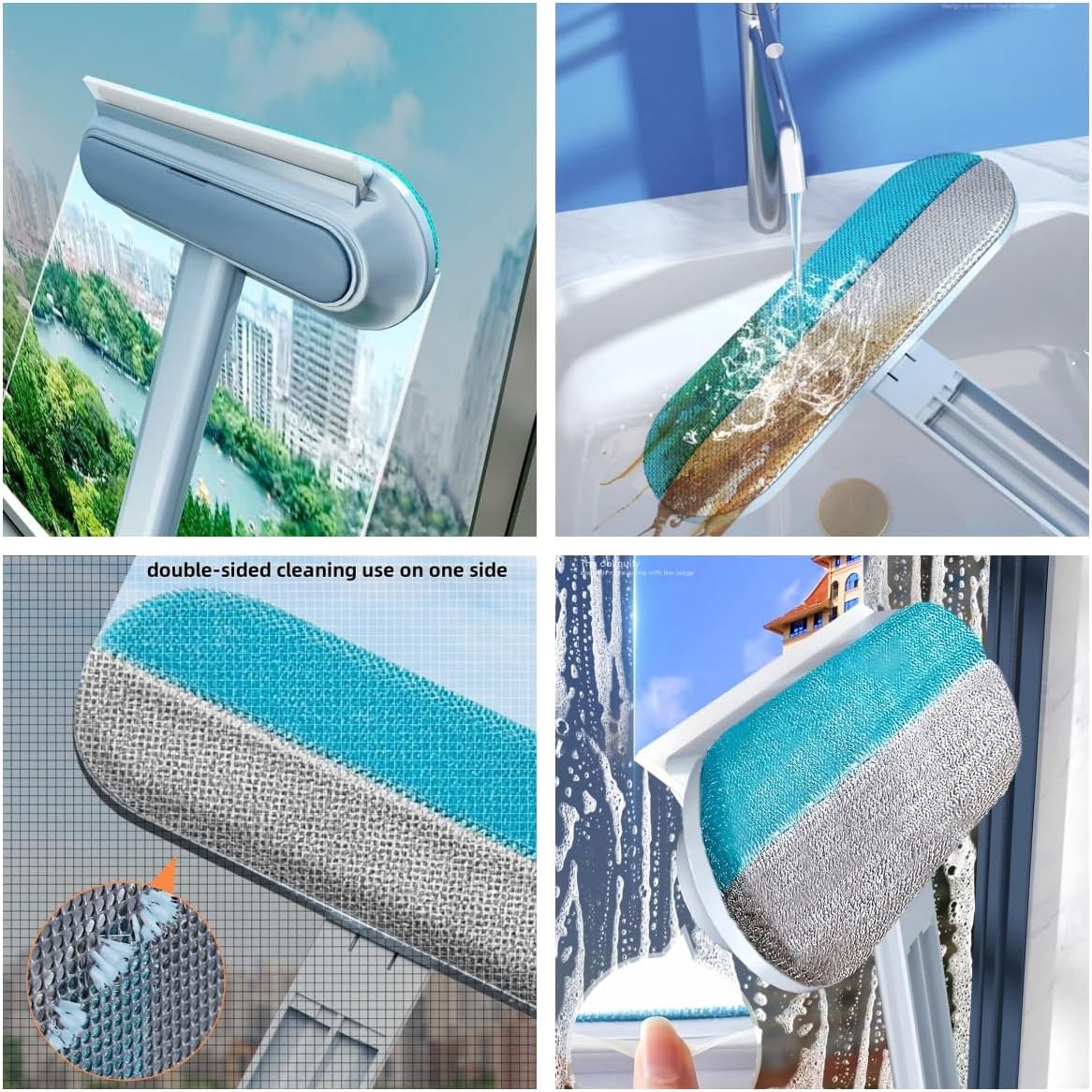 Mesh Screen Cleaner 4 in1, Wet and Dry Dual-Use Window Screen Cleaning Brush, Multi Window Cleaner Tools Window Glass Net Cleaner Squeegee, Groove Brush, Pet Hair Cleaner - Image 5