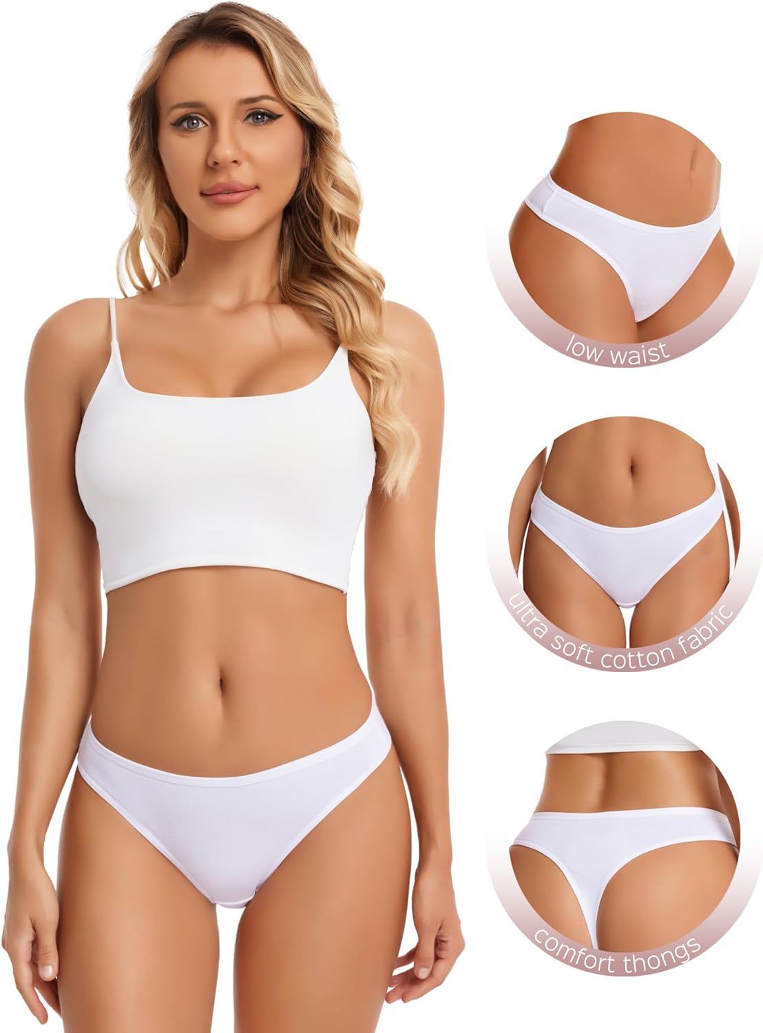 Women's Breathable Cotton Thong Panties Pack of 6 - Image 2