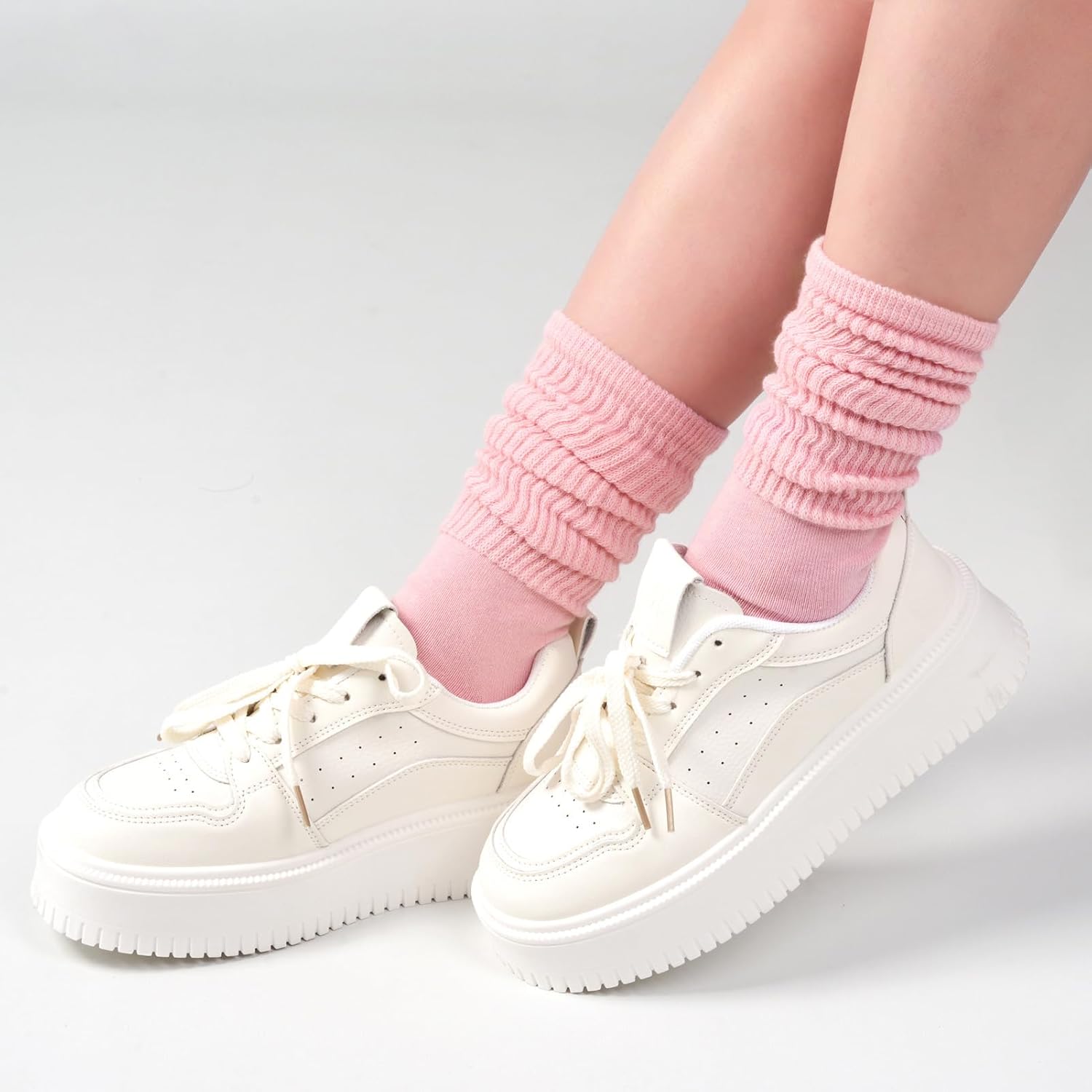 Grip Pilates Socks for Women, Yoga Slouch Socks with Grip for Barre Workout Hospital Long Scrunch Slipper Socks - Image 5
