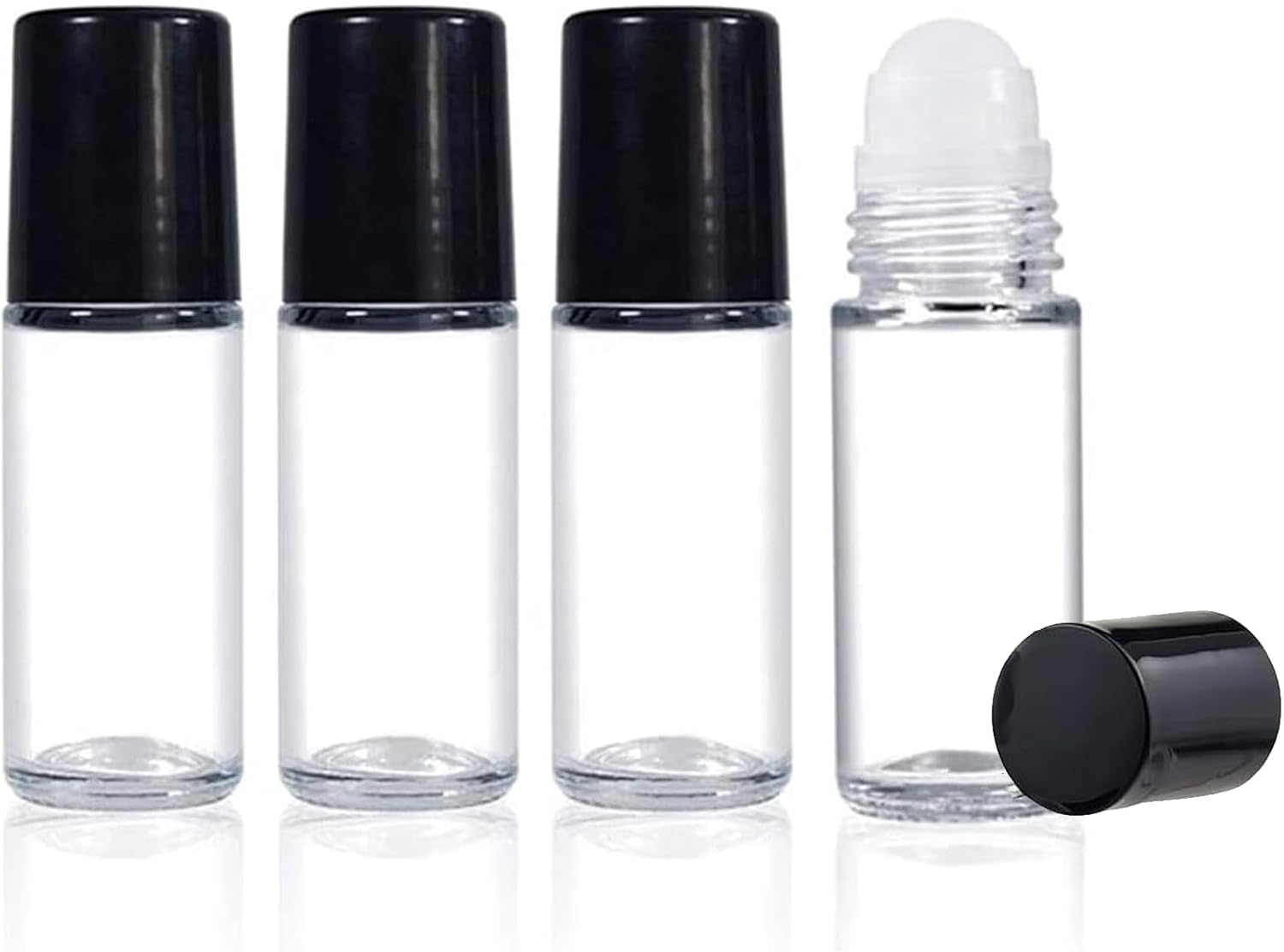 4PCS Essential Oil rolling Bottle, 30ml Portable Transparent Empty Glass Essential Oil Rolling Bottle,Refillable Cosmetic Perfume Rolling Bottle,For Fragrance Essential Oil - Image 1