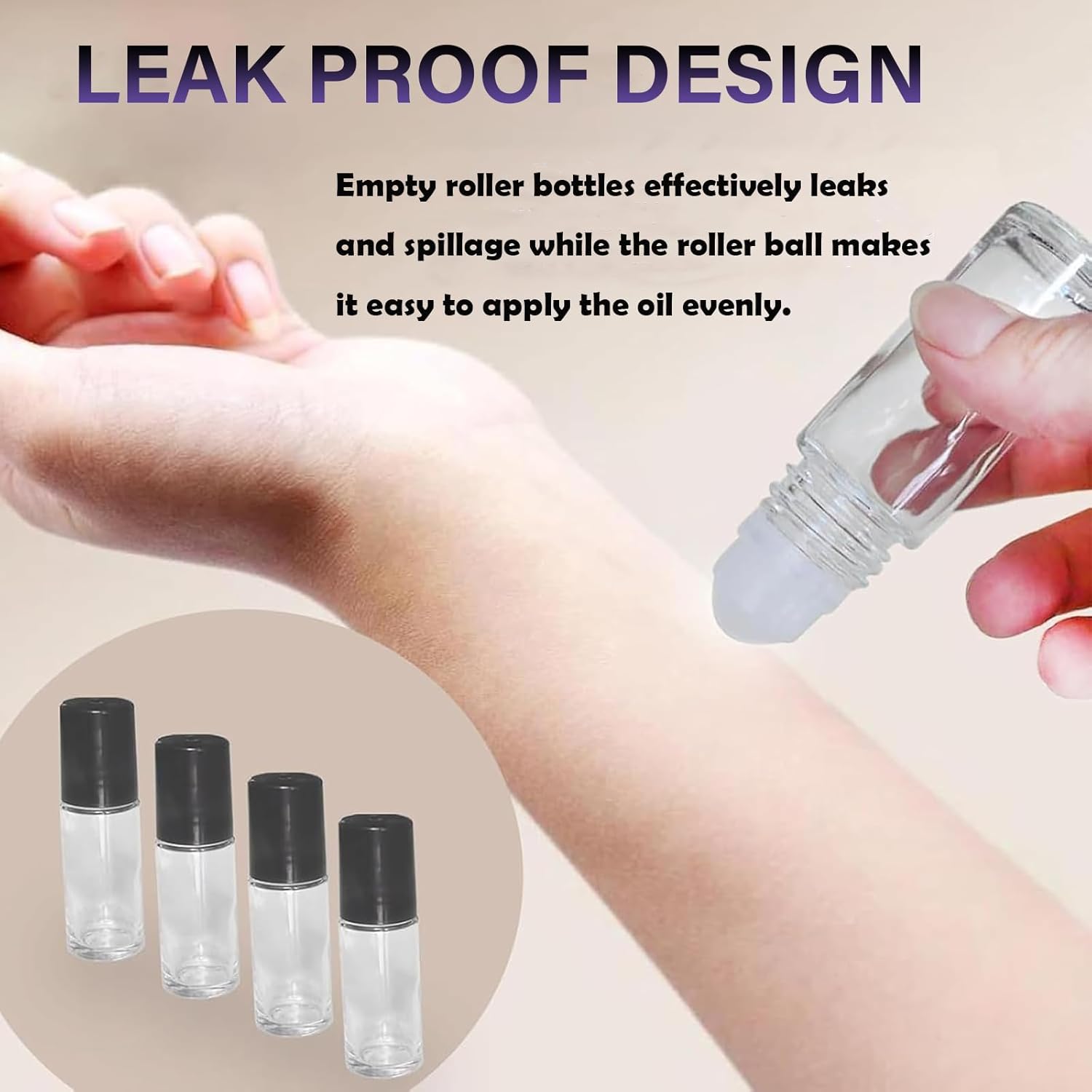 4PCS Essential Oil rolling Bottle, 30ml Portable Transparent Empty Glass Essential Oil Rolling Bottle,Refillable Cosmetic Perfume Rolling Bottle,For Fragrance Essential Oil - Image 4