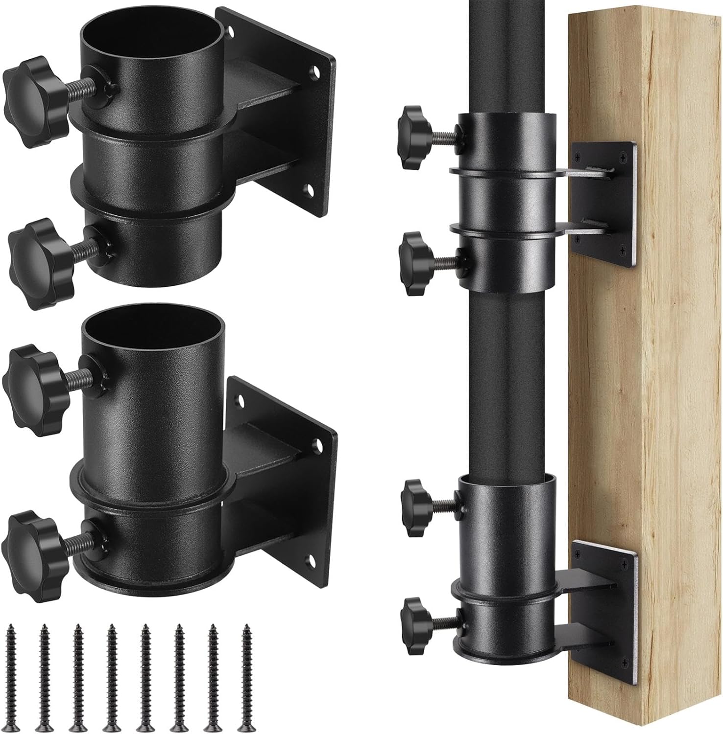 Umbrella Clamp Deck Umbrella Mount Bracket 2PCS Umbrella Clamp I Patio Umbrella Holder,Umbrella Clamp Mount for Deck Railing Heavy Duty Umbrella Clamp,Patio Umbrella Stand for Balcony,Courtyard - Image 1