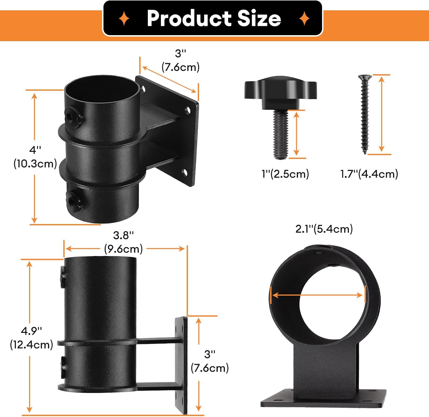 Umbrella Clamp Deck Umbrella Mount Bracket 2PCS Umbrella Clamp I Patio Umbrella Holder,Umbrella Clamp Mount for Deck Railing Heavy Duty Umbrella Clamp,Patio Umbrella Stand for Balcony,Courtyard - Image 3