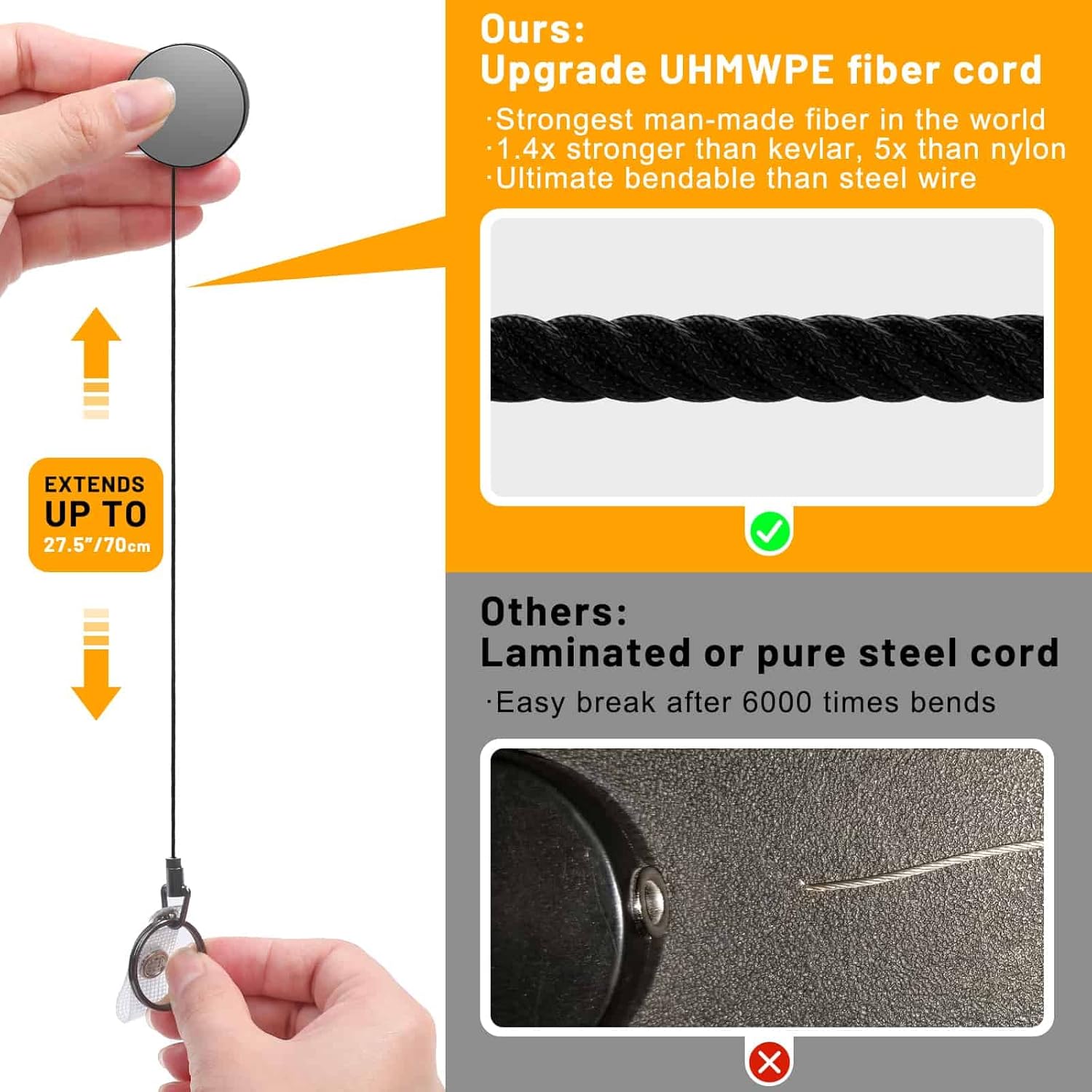 Metal Badge Reels - 3 Pcs Retractable Badge Holder with Belt Clip Key Ring for ID, Key, Name Card Holder - Image 3